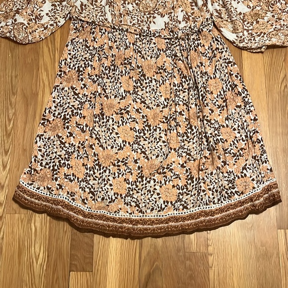 Orange Rust Floral Boho Peasant Flowy Dress‎ large - Picture 4 of 13